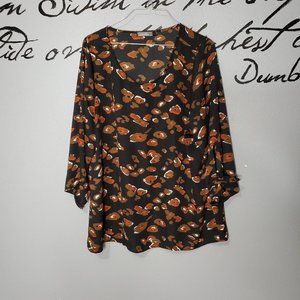 Cure. Fun Print Scoop Neck 3/4 Sleeve Blouse, 2XL